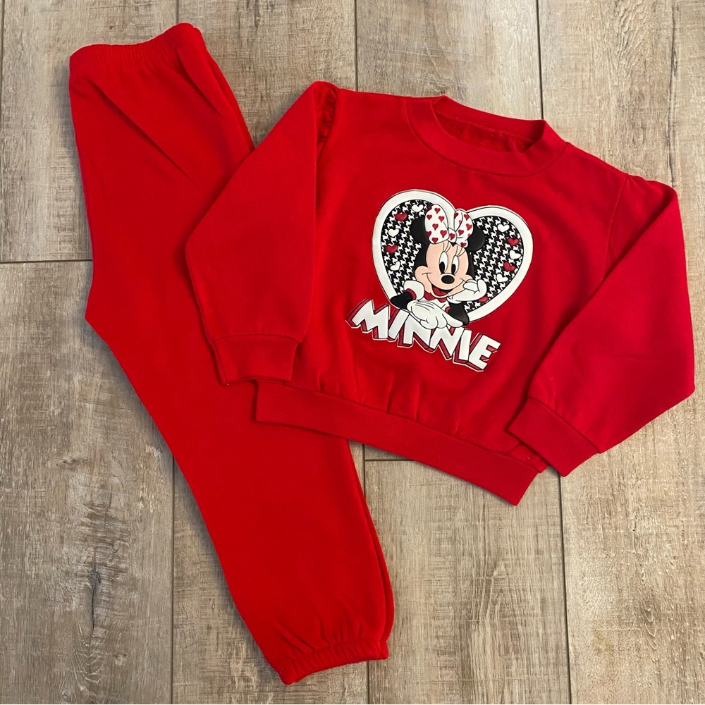 Minnie Mouse Red Sweatshirt & Joggers Lounge Set Girls Size 5